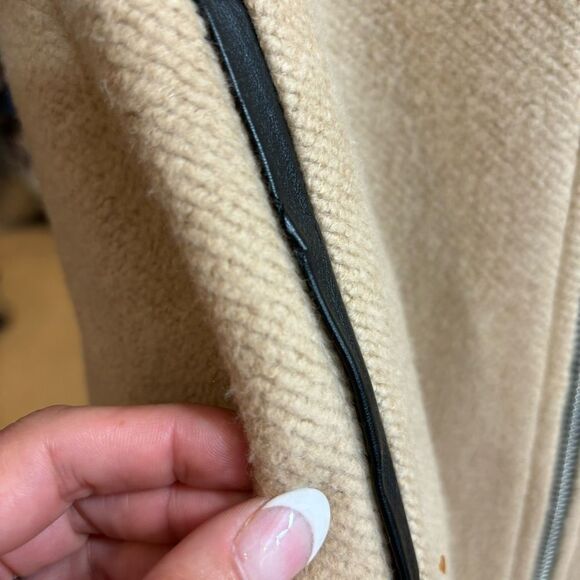 Ladies Stradivarius Brand Tan and Faux Leather Detail Jacket Size Large - Picture 14 of 14